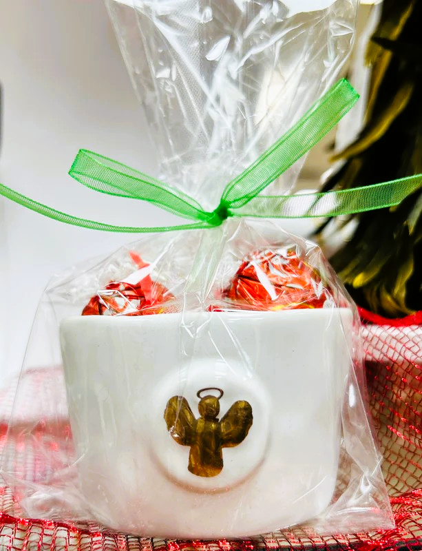 Tidbit Dish w/Chocolate Truffles- Angel, Cross