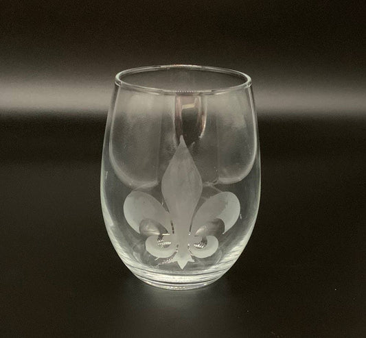 FDL Etched Wine Glass