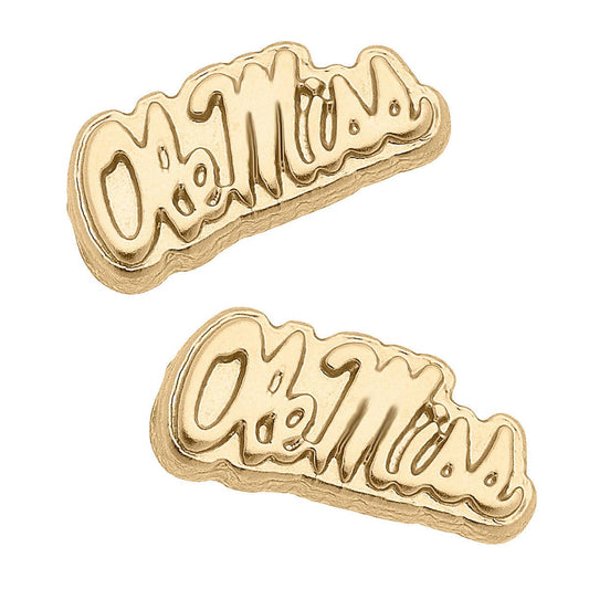 Ole Miss Rebels 24K Gold Plated Stud Earrings