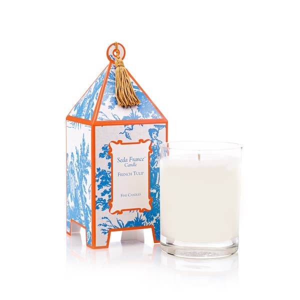 French Tulip Classic Toile Pagoda Box Candle