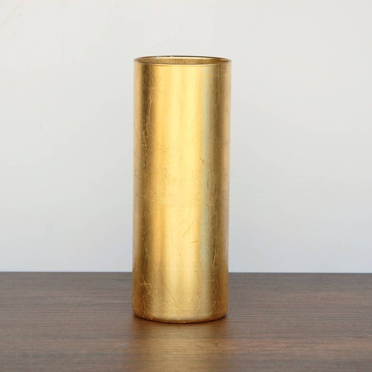 Gilt 9" Glass Cylinder Table Vase