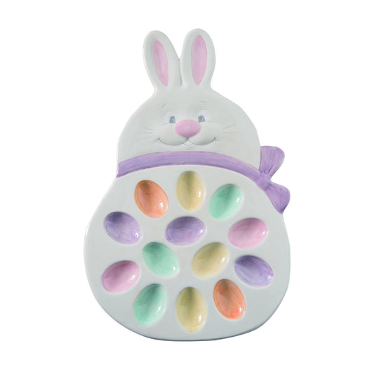 Dolomite 15" Multicolor Easter Figural Bunny Egg Plate