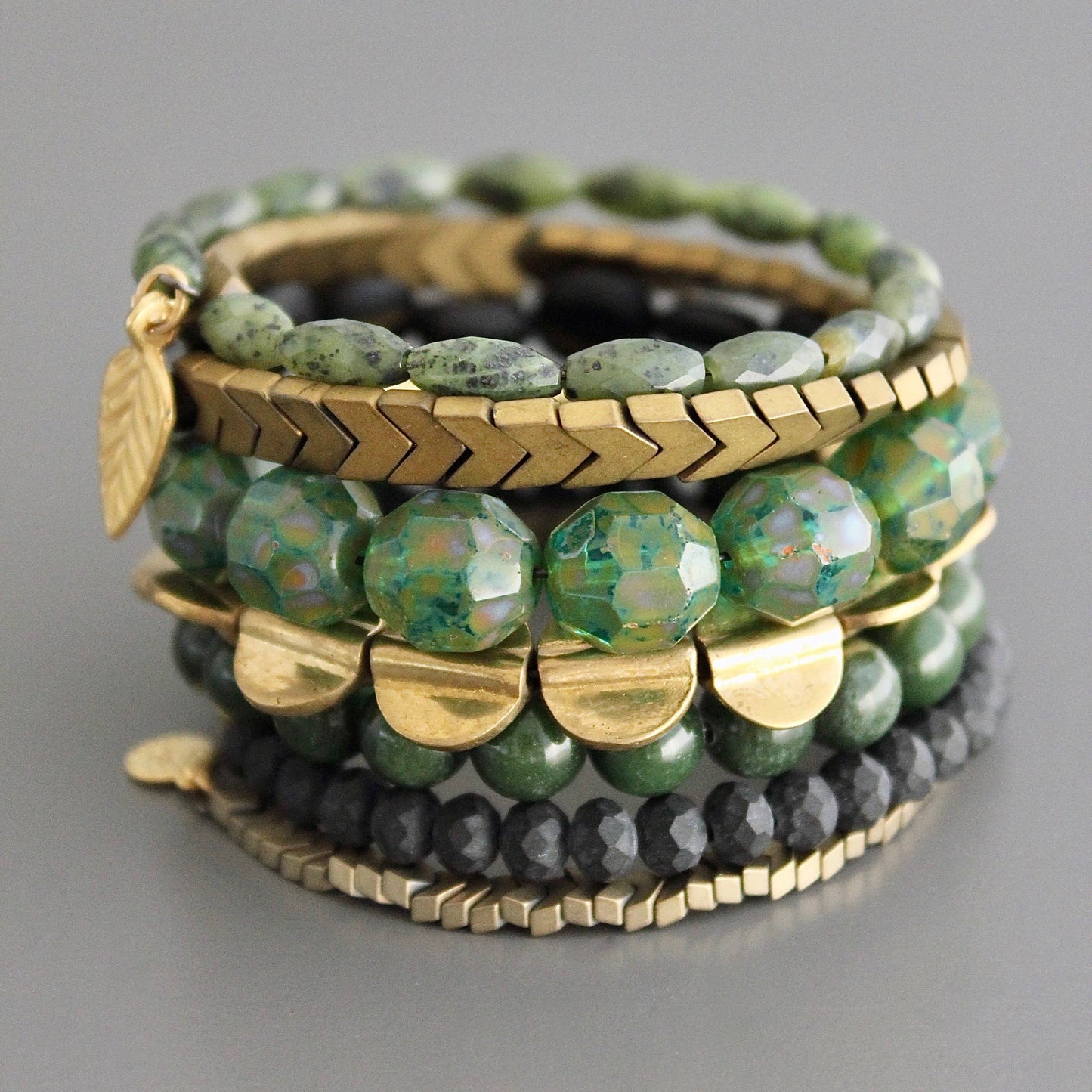 Green and Black Wrap Bracelet
