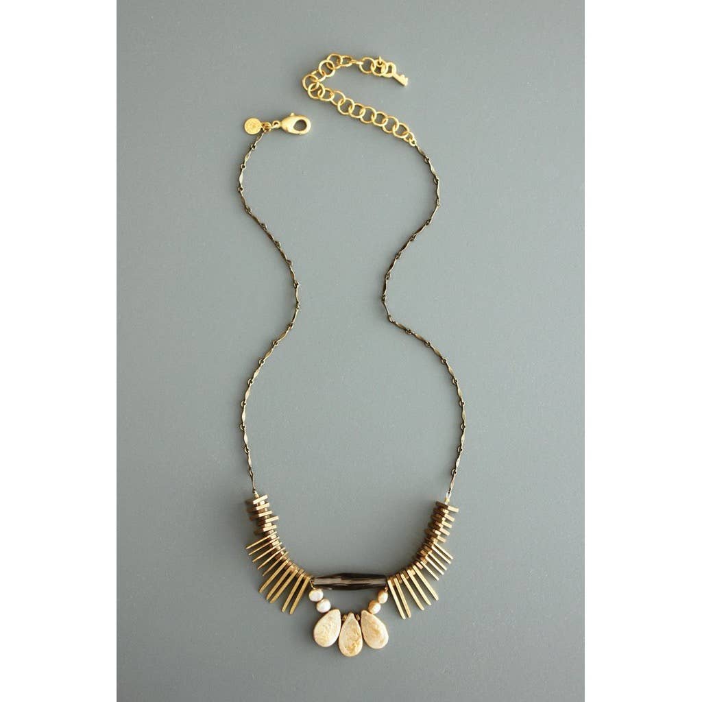 Athena Pearl and Smokey Quartz Necklace