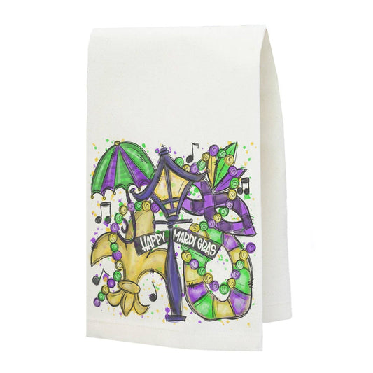 Mardi Gras Lamp Post Tea Towel