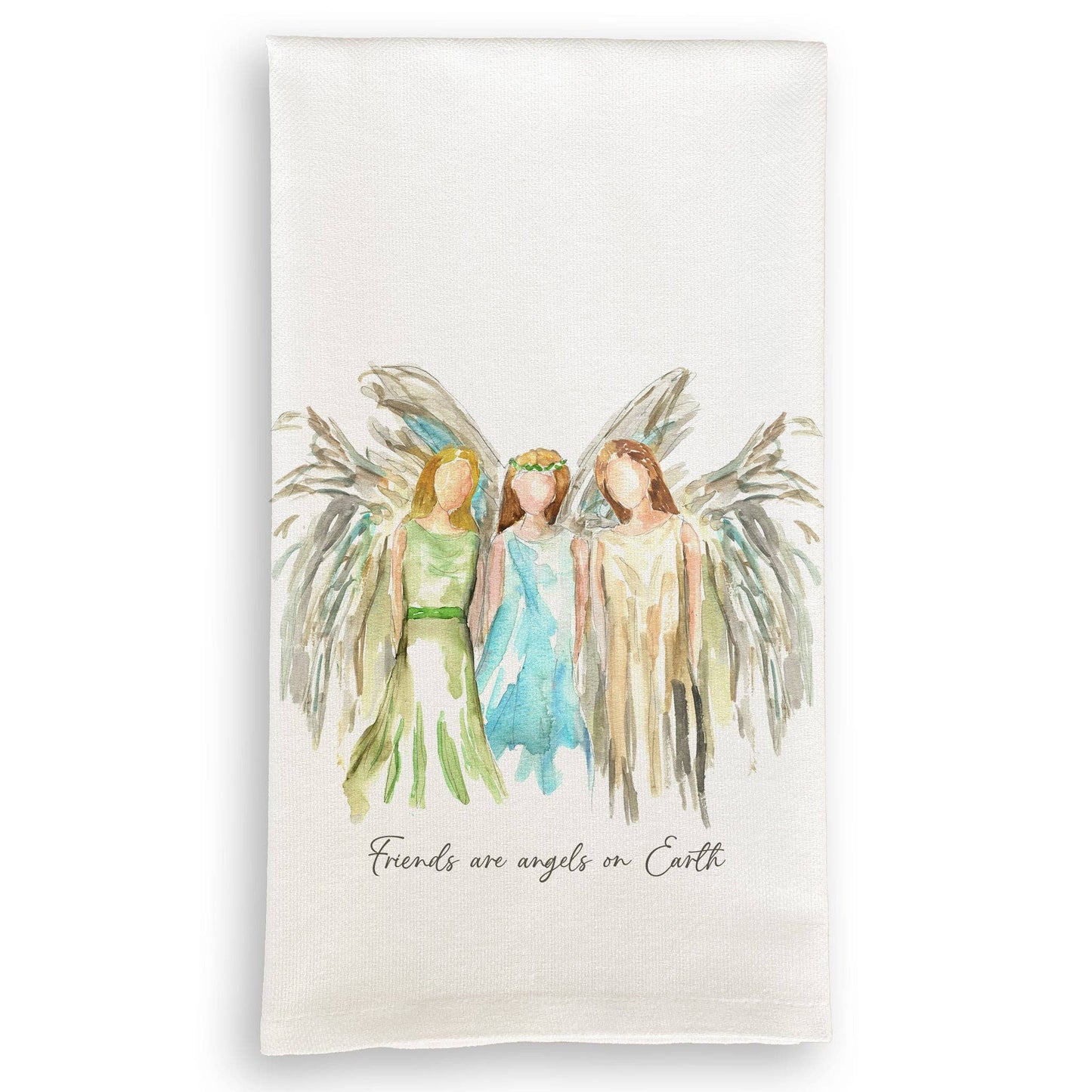 Celestial Angels with Friends Quote Tea Towel