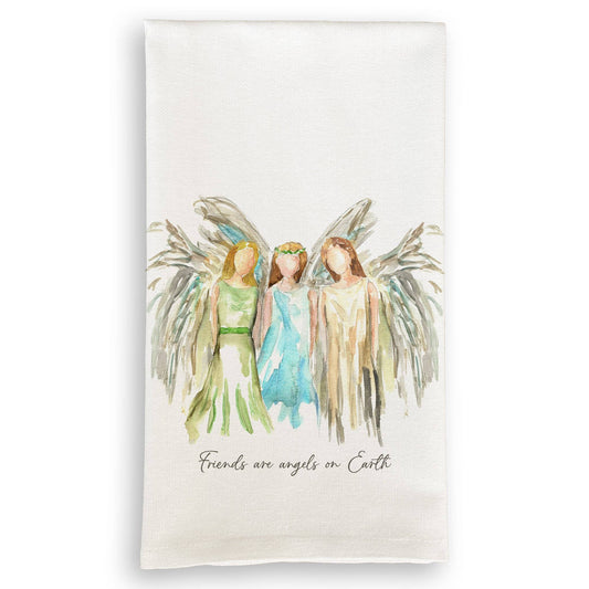 Celestial Angels with Friends Quote Tea Towel