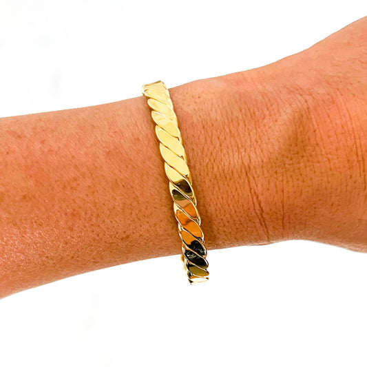 Gold Flat Twist Cuff Bracelet