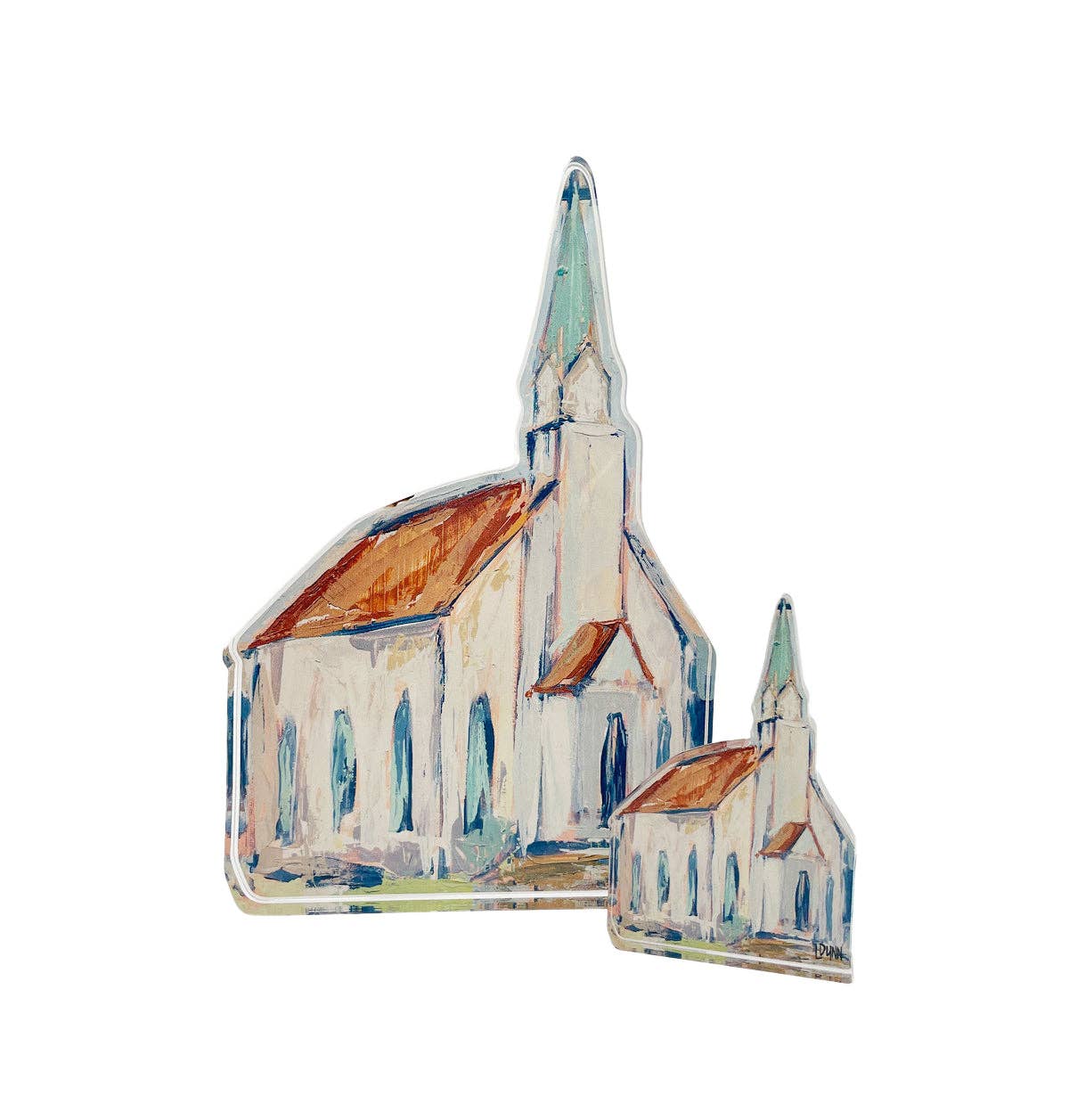 Large Church with Red Roof Acrylic Block