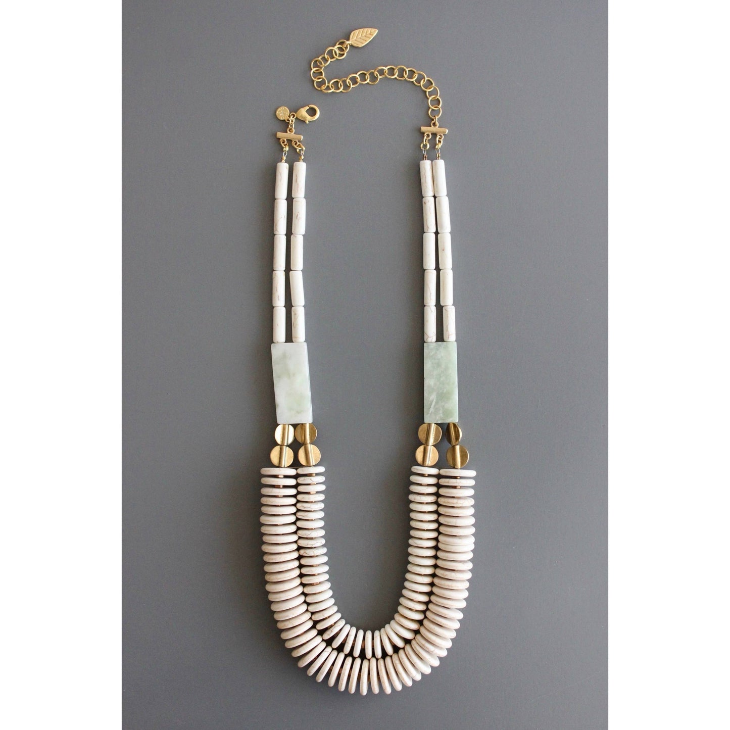 Double Strand Necklace with Magnesite, Brass