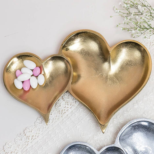 Double Heart Tray In Gold