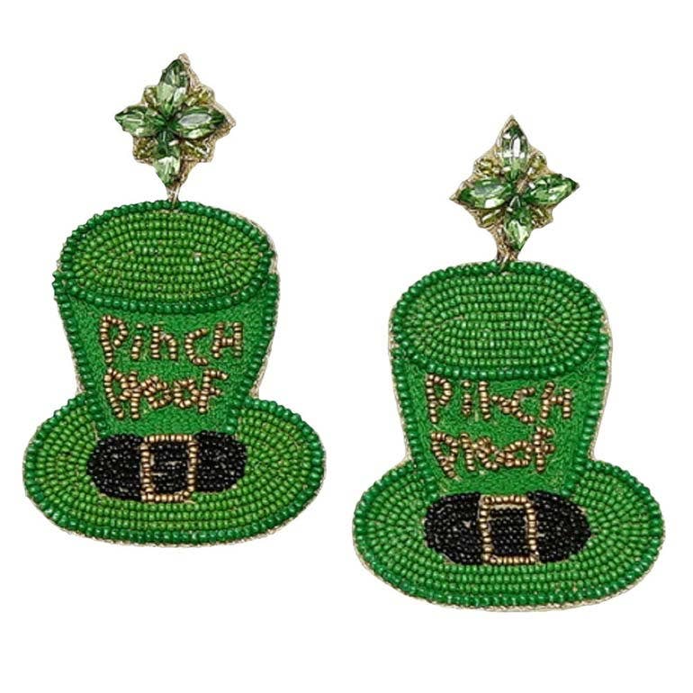 Pinch Proof Leprechaun Hat Earrings