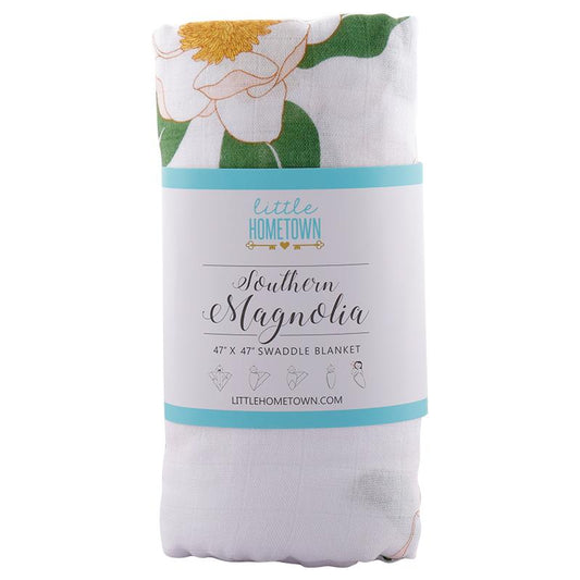 Little Hometown Baby, Muslin Swaddle Blanket-Southern Magnolia