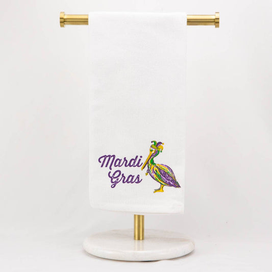 Mardi Gras Pelican Tea Towel