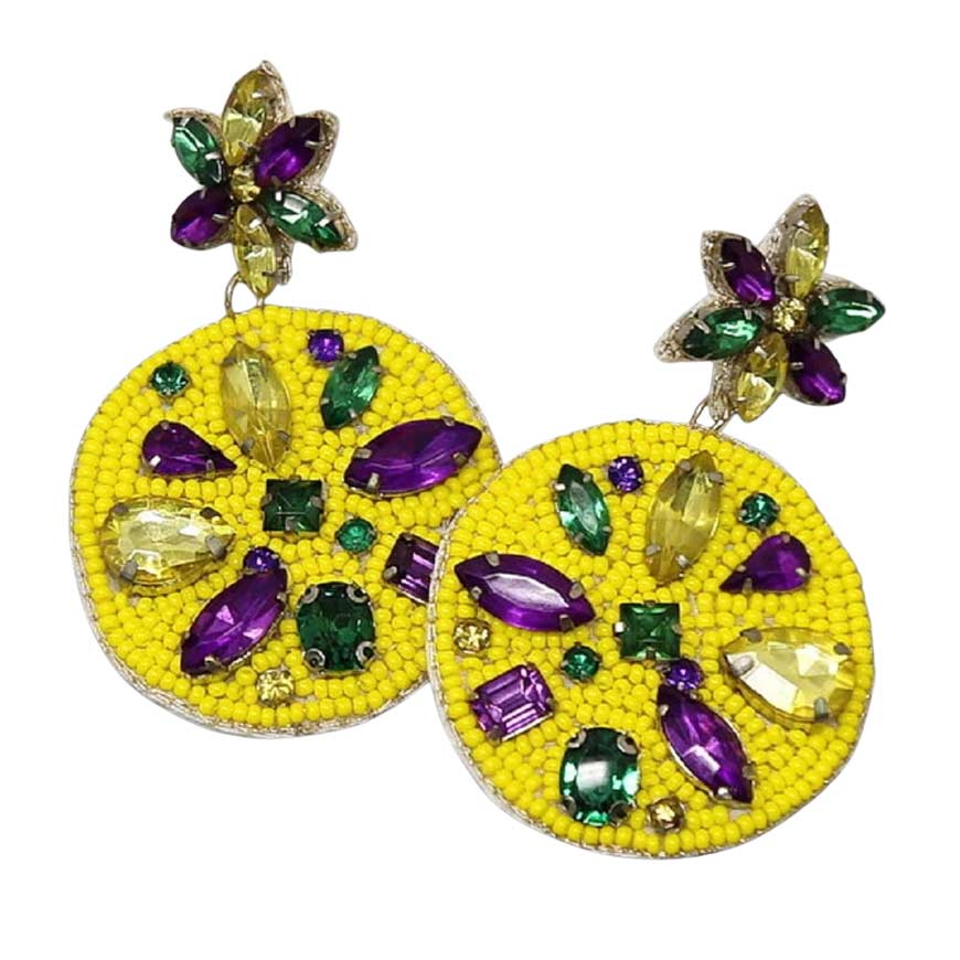 Mardi Gras Bead Disc Earrings