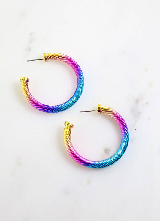 Duffer Cable Hoop Earring In Multi