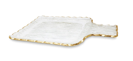 Glass Square Tray With Gold Border