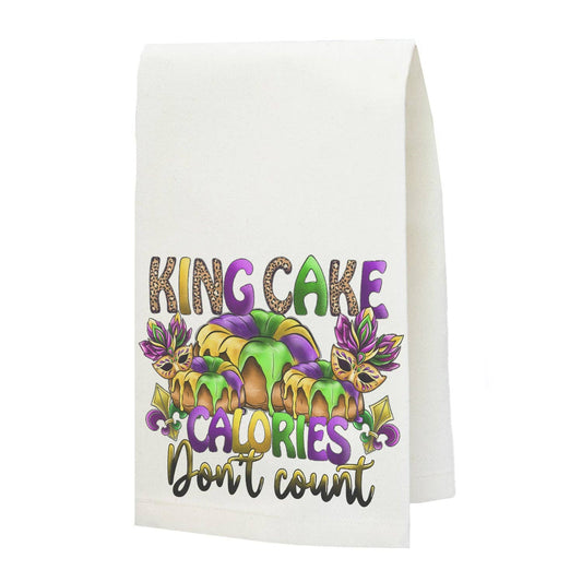 King Cake Calories Don't Count Tea Towel