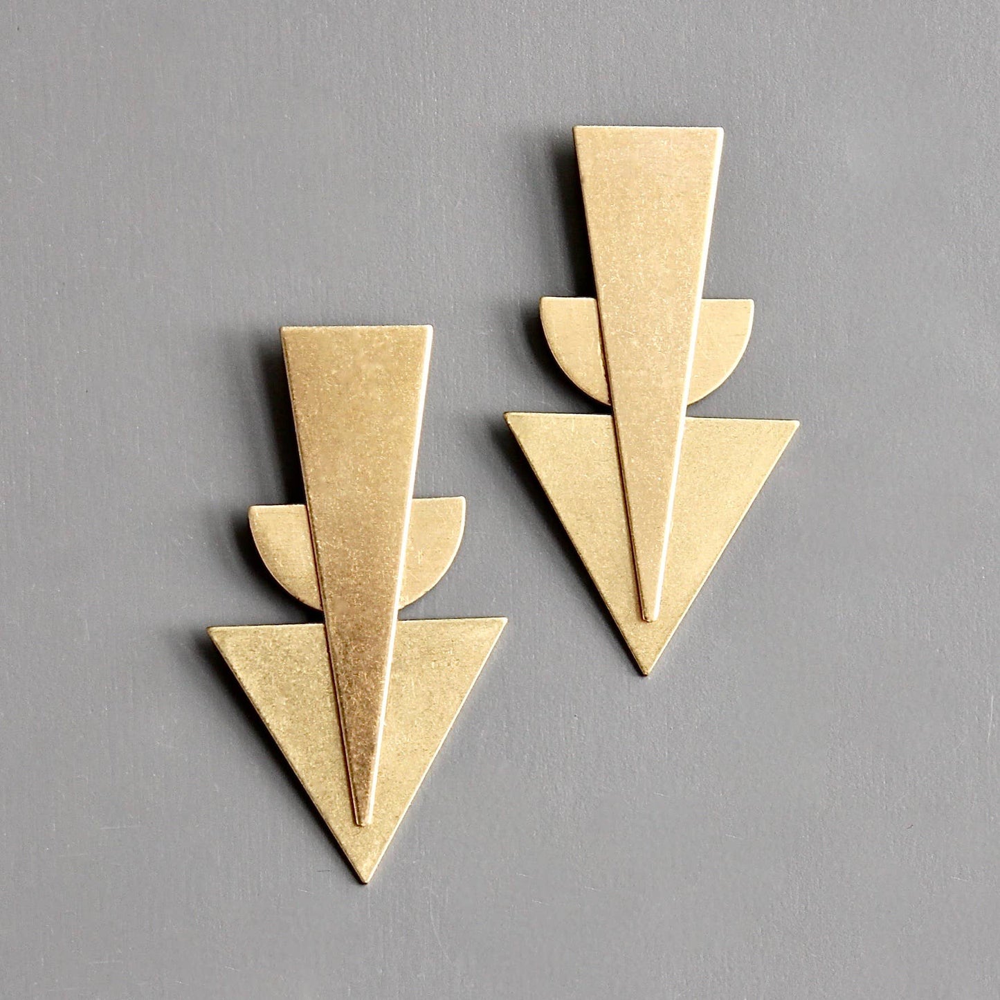 Geometric Brass Post Earrings