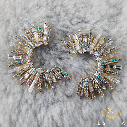 Crane II Swarovski Crystals Cluster Earrings