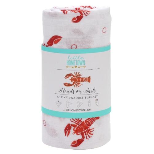 Little Hometown Baby, Muslin Swaddle Blanket-Heads Or Tails