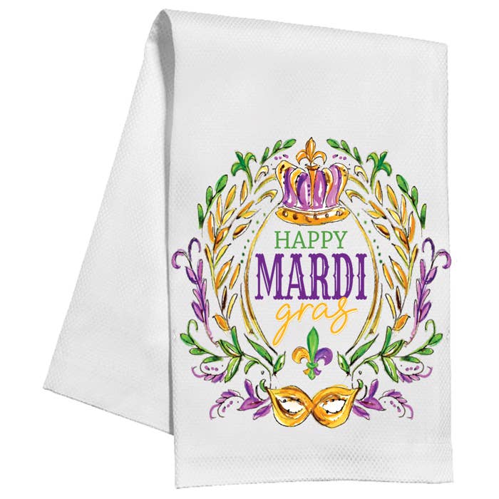 Happy Mardi Gras Crown Tea Towel