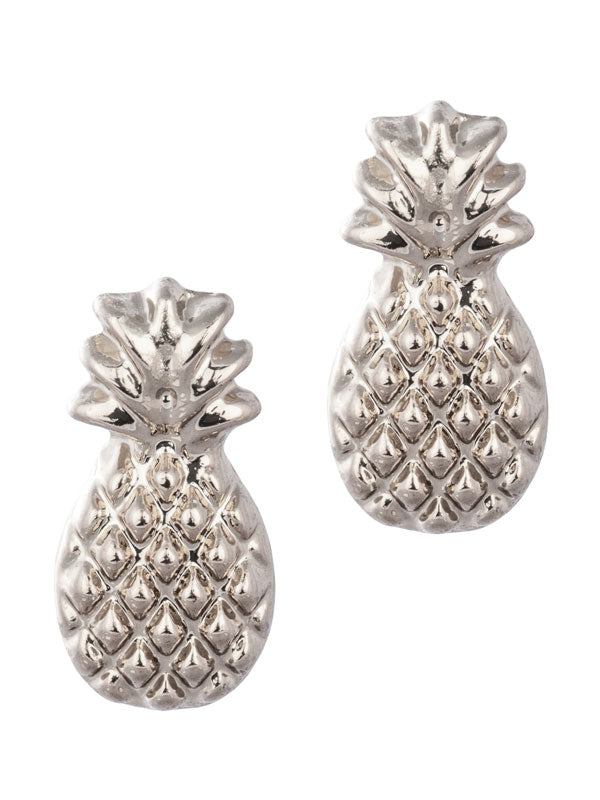 Pineapple Stud Earrings In Gold & Silver