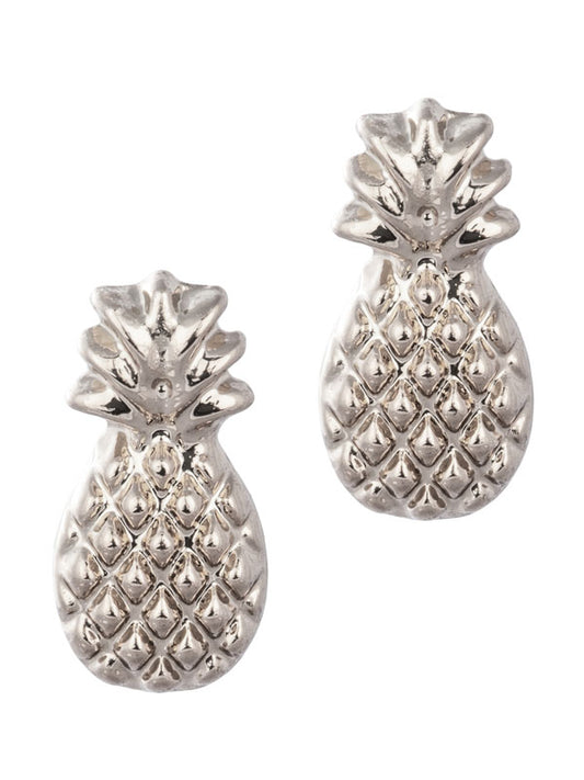 FINAL SALE Pineapple Stud Earrings In Silver