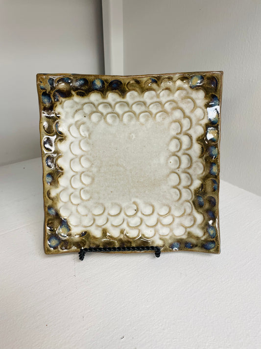 FP Footed Square Dish in Ivory Linen