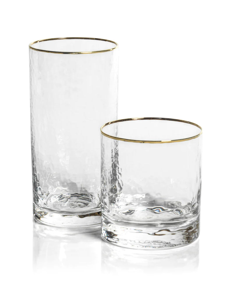 Negroni Hammered Ball Glasses With Gold Rim