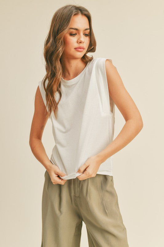 FINAL SALE Sleeveless Victoria Top In White