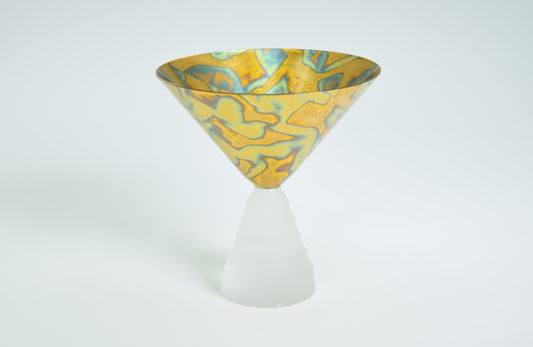 Tamara Childs Blown Martini Glass/Dessert Cup-Variegated Blue