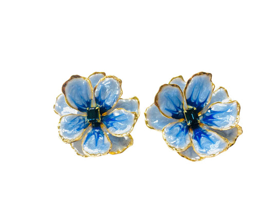Flower Earring In Blue Sapphire