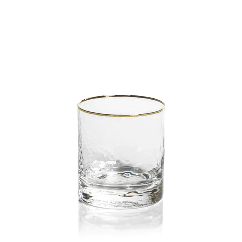 Negroni Hammered Ball Glasses With Gold Rim