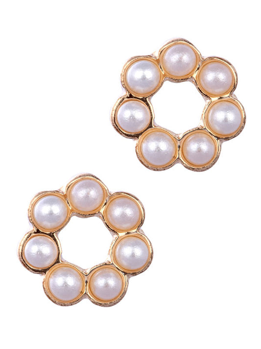 Gold Pearl Wreath Stud Earrings