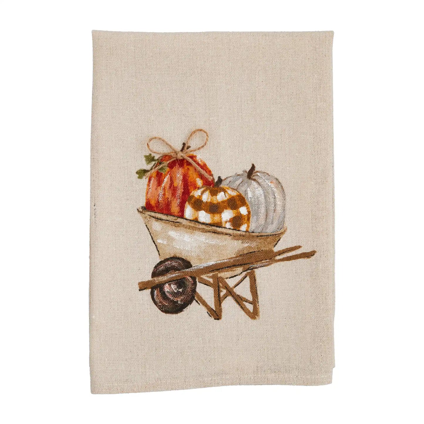 Wheelbarrow With Pumpkins Tea Towel