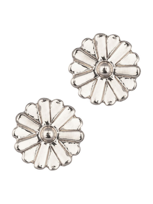 FINAL SALE Flower Stud Earrings In Silver