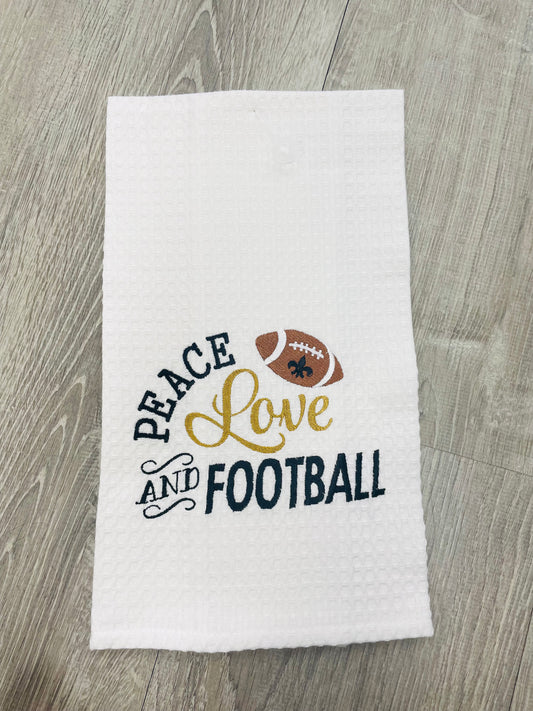 Peace Love And Football Tea Towel