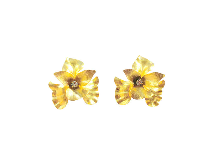 Orchid Stud Earrings In Gold