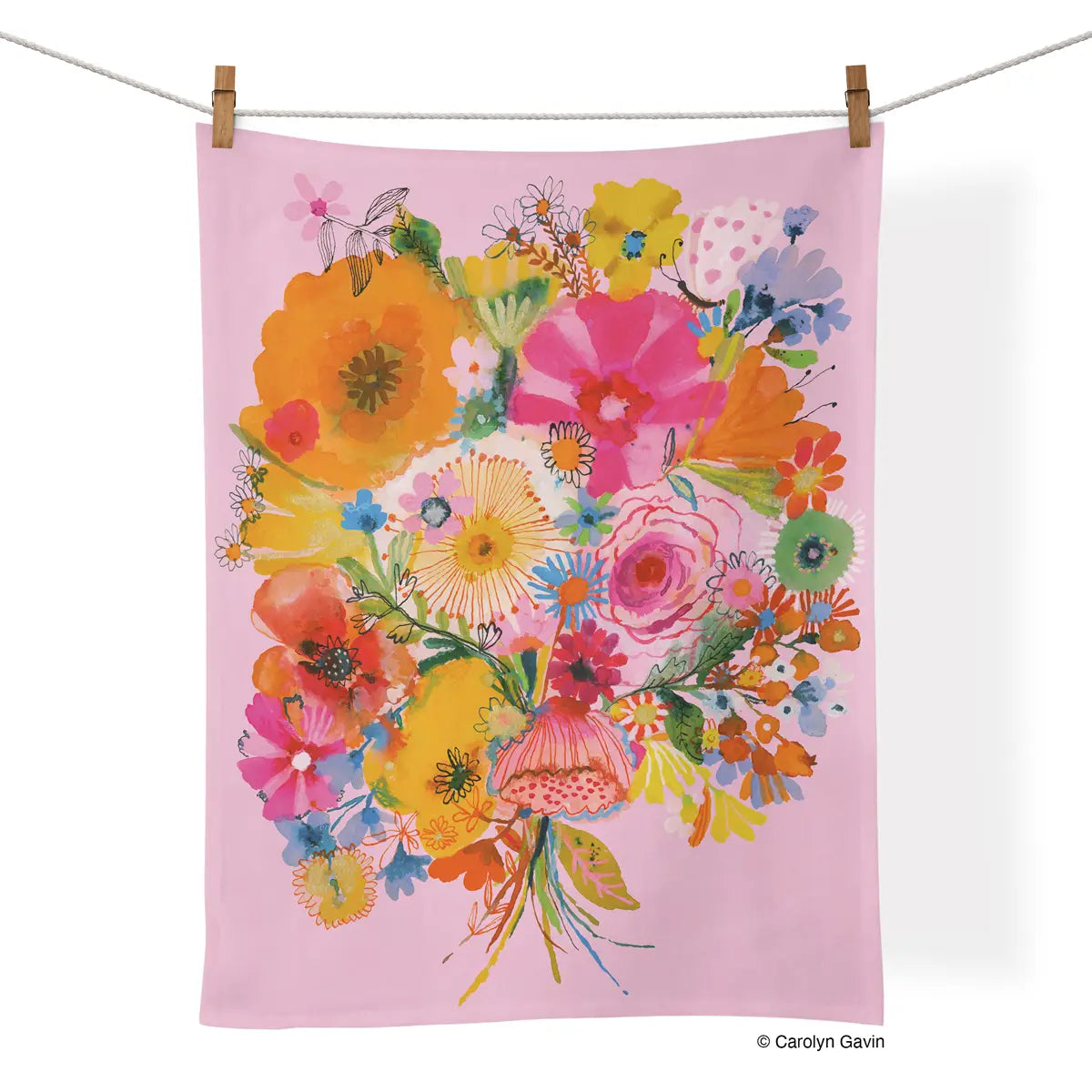 Floral Blush Cotton Tea Towel