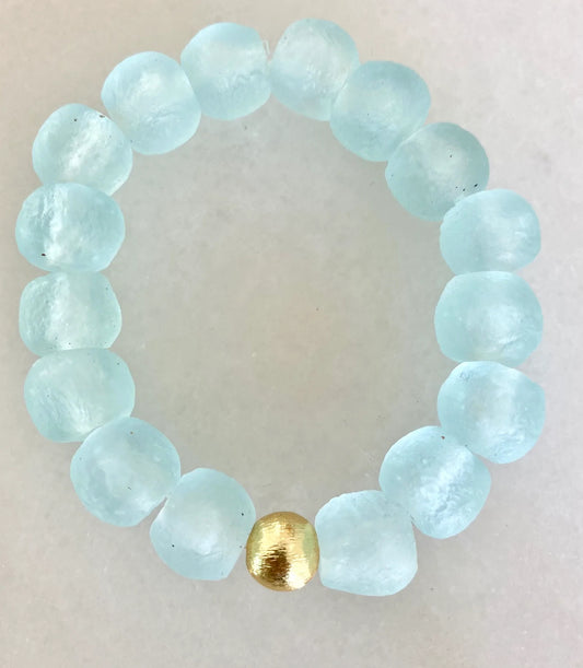Coastal Grit Clear Marine Seascape Bracelet- Gold Ball