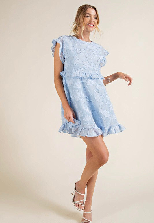 FINAL SALE Blue Chiffon Babydoll Dress
