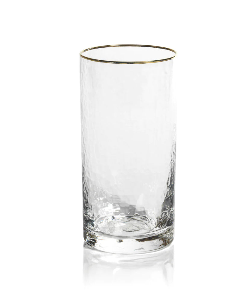 Negroni Hammered Ball Glasses With Gold Rim