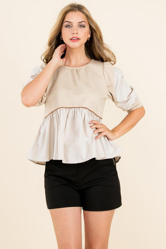 FINAL SALE Cream Baby Doll Top