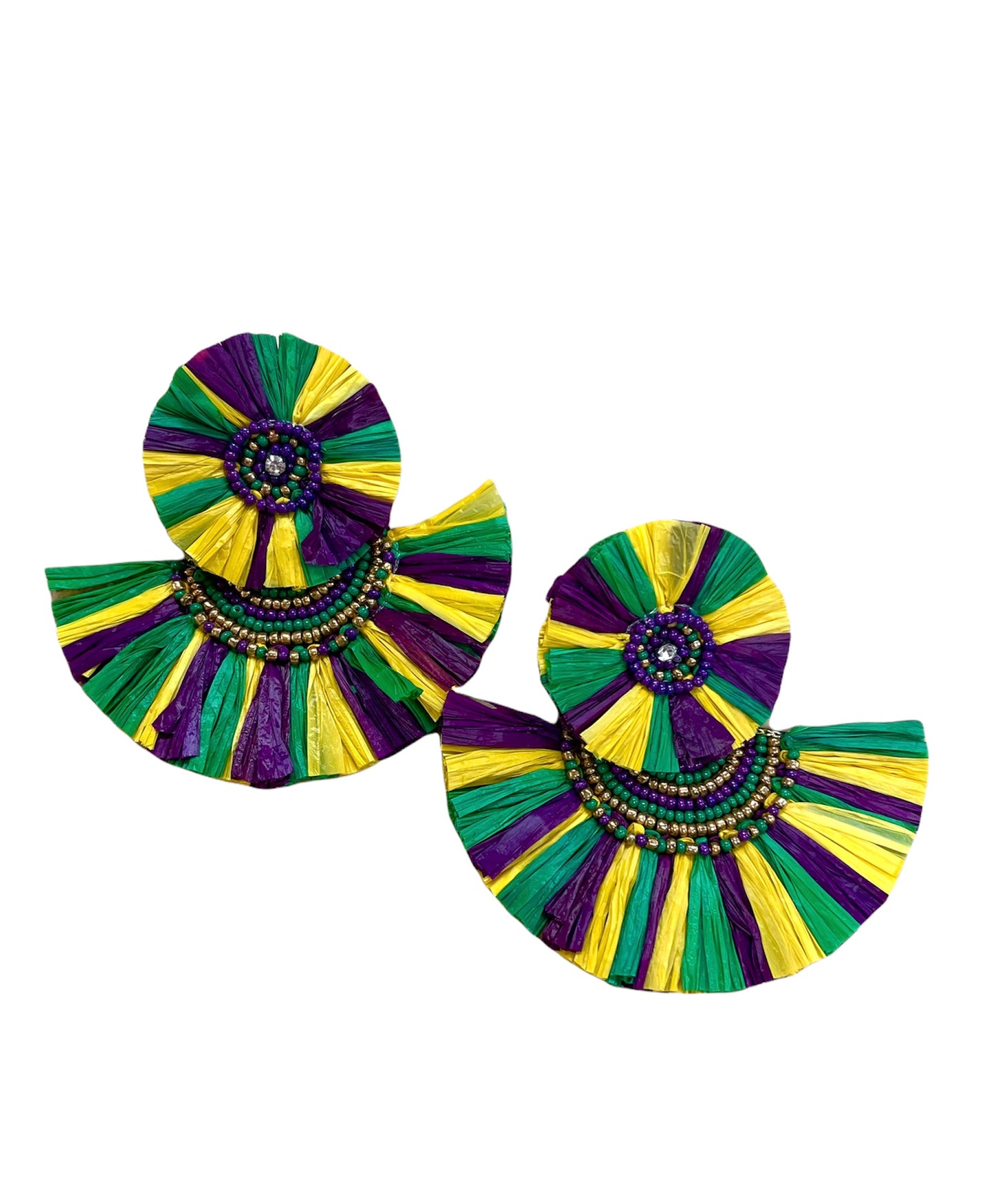 Mardi Gras Fan Earrings