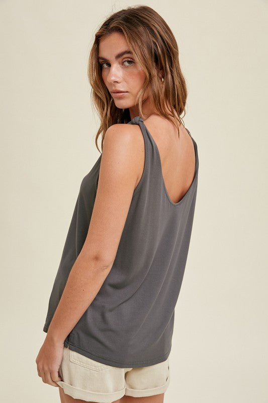 FINAL SALE Bamboo Knot Tank In Charcoal