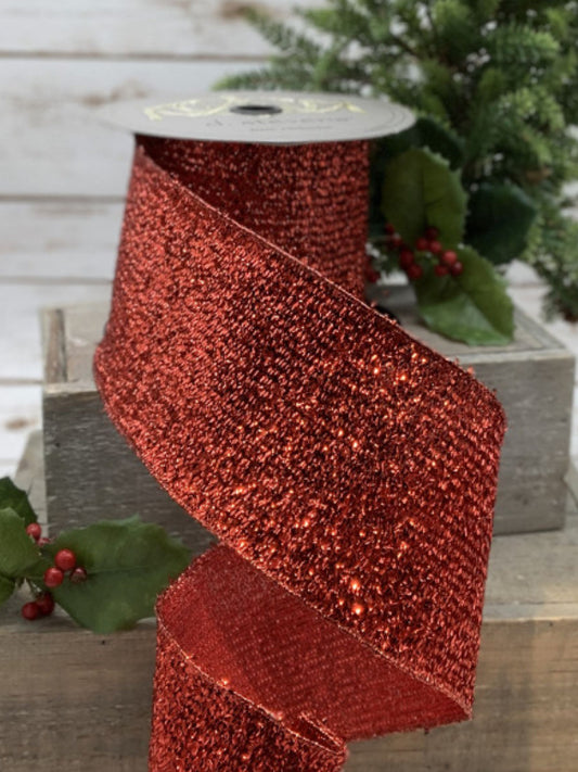 Red Metallic Crinkle Lame Ribbon