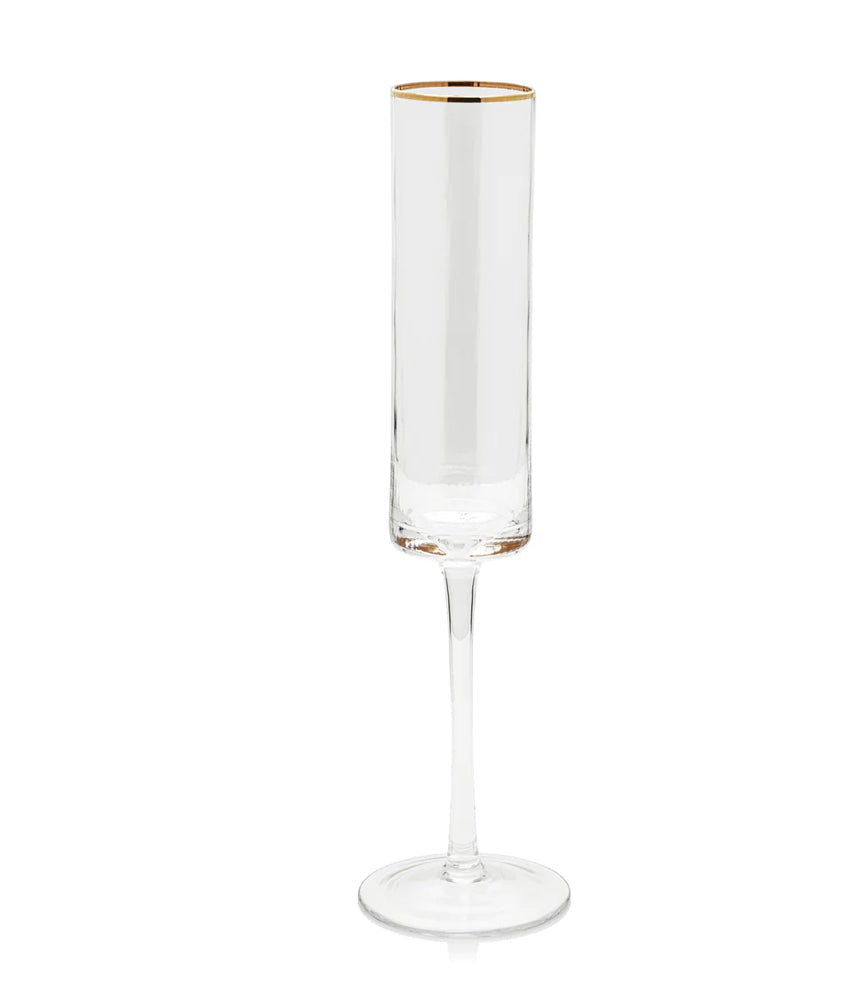 Optic Champagne Glass With Gold Rim