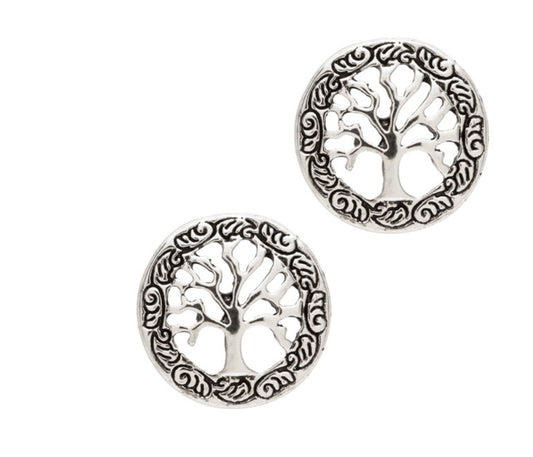 Tree Of Life Stud Earrings In Silver