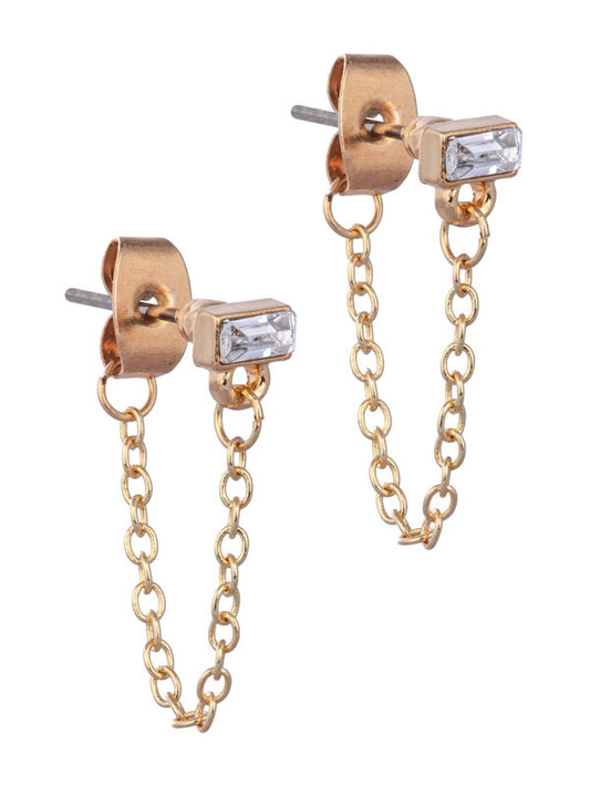 Huggie Chain Stud Earrings In Gold & Silver